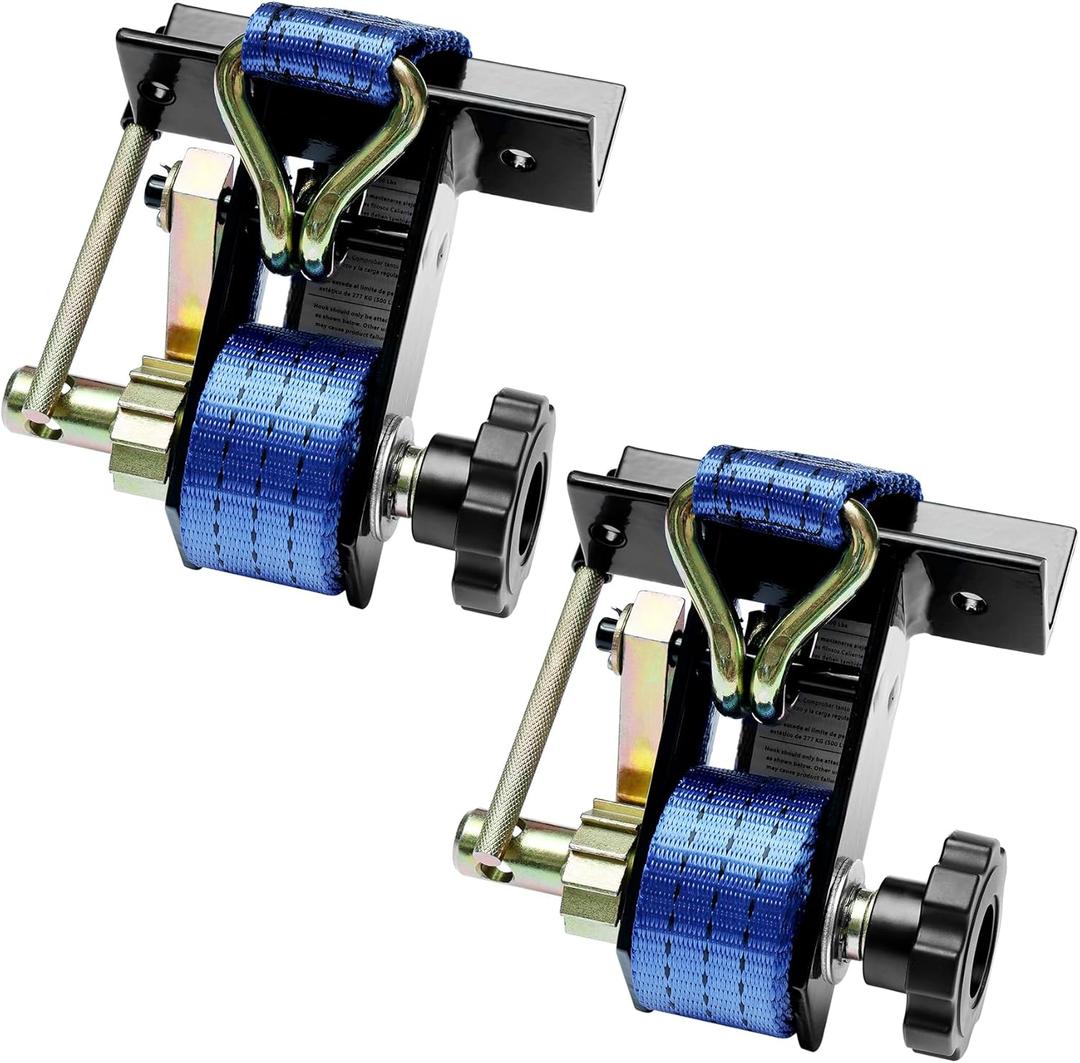 Lumber Rack Ratchet Straps, W/J-Hook (2PCS), 1.4" Black Square Tube Mount, 1.5" Wide x 7.5' Long, Blue Ladder Rack Ratchet Straps, 500 lbs Load Heavy Duty, Truck Rack Straps, Pipe/Roof Rack Strap