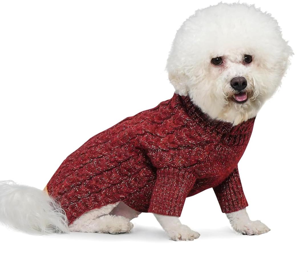 KYEESE Dog Sweater Comfy Turtleneck Dog Sweater for Small Dogs Classic Cable Knit Small Pet Sweater with Long Sleeve Warm Pet Coats Soft Dogs Clothes for Cold Weather, Red, Large (Large (11-19lbs), 11#Maroon) KYEESE Dog Sweater Comfy Turtleneck Dog Sweater for Small Dogs Classic Cable Knit Small Pet Sweater with Long Sleeve Warm Pet Coats Soft Dogs Clothes for Cold Weather, Red, Large (Large (11-19lbs), 11#Maroon)
