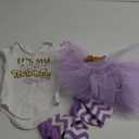 OBEEII Baby Girl 1/2 1st 2nd Birthday Outfit Short Sleeve Romper Tutu Skirt Headband Leg Warmers Set Cake Smash Photoshoot (2T, Lilac 2nd Birthday)