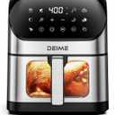 DEIME Air Fryer 6.2 QT Oilless Oven Large AirFryer Healthy Cooker with 10 1-Touch Preset, Visible Cooking Window, Non-Stick Basket & Dishwasher Safe (Silver-wB L)