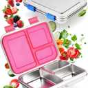 My Vesperbox - Stainless Steel Bento Lunch Box for Kids & Adults  3-Compartment Leakproof Lunch Container, Eco-Friendly, Dishwasher Safe, Perfect for Healthy School & Work Meals (Purple)