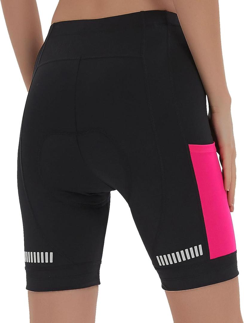 NOOYME Womens Bike Shorts for Cycling with 3D Padded Women Cycling Shorts (X-Large, 31_bright Rose)