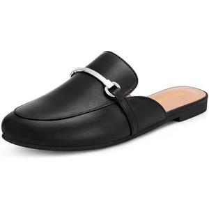 KIDMI Women's Buckle Mules Comfortable Dressy Flats Business Casual Loafers Slip On, Backless, 37
