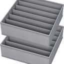2Pack Drawer Organizer Divider, Foldable Closet Storage Organizer Basket, and Fabric Organization Bins for Clothes, Socks, Underwear, Bras, Ties, Accessories, (Oversize Size For Bra Grey)
