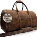 Muskie Leather Duffle Bag For Men & Women 21 Inch Full Grain Distressed Airplane Travel Weekend Carry On Overnight Gym Duffel With Shoe Compartment