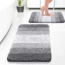 OLANLY Bathroom Rug Set 2 Piece, Soft Absorbent Microfiber Bath Rug Set, Non-Slip, Machine Wash Dry, Plush Shaggy Bath Mats for Bathroom (30"x20"+24"x16", Grey)