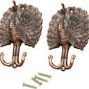 Ailejia 1Pair Peacock Curtain Holdbacks Zinc Alloy Wall Hook Hanging Ball Straps Wall Mounted Curtain (Purple)