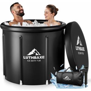 Cold Plunge - XXL Upgraded 136 Gallon Ice Bathtub With Cover Freestanding Bathtub| Portable Ice Bath With 5 Layers Surface Tech | Inflatable for Outdoor and Camping Recovery & Cold Water Therapy (35"-136Gallon, Black)