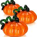 4 Inch Glass Pumpkins 3 Pcs Halloween Blown Glass Pumpkin Decorations Fall Table Centerpiece Small Figurine Decoration Nov 1st All Saints' Day Decoration