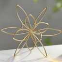 8" Gold Decorative Sphere, Metal Floral Tabletop Sculpture, Abstract Tabletop Decorative Ball for Home Metal Sphere Decor