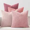 MIULEE Aesthetic Pink Decorative Throw Pillow Covers for Couch Living Room 18x18 Inch Set of 4 Cute Soft Cushion Covers Corduroy Pillowcases Spring Coquette Room Decor for Bed Sofa Room, Blush Rose