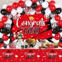 Breling 53 Pcs Graduation Decorations 2026 Congrats Grad Backdrop Banner Tablecloth Congrats Latex Balloons for University High School Graduation Party Supplies(Red and Black)