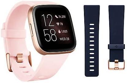 Fitbit Versa 2 Smartwatch Bundle with Small and Large Bands - Petal