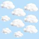 9pcs Clouds Decorations for Ceiling, Cotton Simulation Hanging Cloud Decoration, 3D Artificial Fake Clouds Props for Wedding Stage Show Party Decor (3*Small and 6*Medium Size)