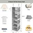 StorageWorks 6-Shelf Closet Organizers, Two 3-Shelf Separable Hanging Shelves for Closet, 12" D x 12" W x 48 ¼"H， Canvas, Gray