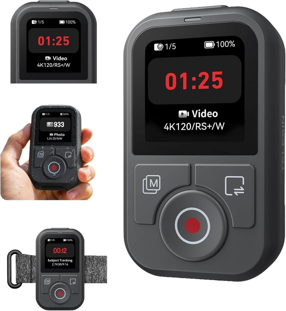 TELESIN T13 Bluetooth Waterproof Remote for DJI Osmo Action 6 5 Pro 4 & Osmo 360, 1.4'' HD Color Screen, 50m Wireless Control, One-Press Wake & Shooting, 8-Hour Battery with Adjustable Wrist Strap