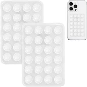 6 x JingJinYY 2 Pack Silicone Suction Phone Case Mount, Non Slip Sticky Phone Grip for Cellphone, Silicon Adhesive Suction Cup Mount, Strong Grip Holder for Selfies and Videos (Translucent)