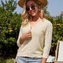 GRACE KARIN Womens Lightweight Summer Cardigan 3/4 Sleeve Cropped Cardigan Dressy Zip Up Sweaters Jacket Clothes (L)