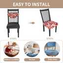 Stretch Dining Chair Seat Covers Set of 6,Dining Chair Slipcovers, Floral Printed Chair Covers,Soft Fabric Washable Upholstered Chair Seat Protector, No Rear Covers for Home Kitchen Dining Room (Redflame Flowers)