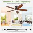 52 Inch Flush Mount Ceiling Fans with Lights, Remote, Dimmable, Power-Off Memory, Quiet DC Motor,5 Blades Wood Ceiling Fan with Light, Low Profile Outdoor/Indoor Hugger Ceiling Fan for Patio