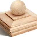 Hosuly 1 Pcs 6"x 6" Wood Post Caps with Ball Finial, Rot Resistant Cedar Newel Post Cap for Outdoor Fence & Deck
