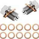 Prozwee 2PCS M14x1.5 Magnetic Engine Oil Drain Plug,Oil Drain Stainless Steel Nut Bolt with High-Temperature Neodymium Magnet,& 10PCS Copper Crush Washers Anti Leakage,for Most Cars,Motorcycles,Boats