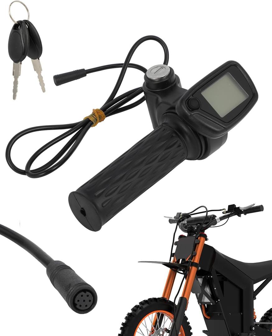 Throttle with Speedometer for Tutti Soleil 01, Grip and Dashboard LCD Display Digital Gauge Cluster Assembly for Tuttio Soleil01, Without M-Button, Black