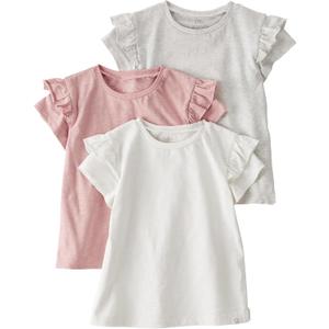little planet by carter's unisex-baby 3-pack Tops Made With Organic Cotton, Grey/ Rose/ Cream, 5T