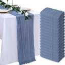 16 Pack Dusty Blue Cheesecloth Table Runner 10ft Boho Gauze Fabric 120 Inch Cheese Cloth Table Runner Rustic Sheer for Holiday Baby Shower Party Décor Home Wedding Decoration