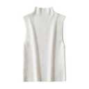Pretty Garden Women Knitted Tank Tops Mock Neck Sweater Vest Sleeveless Slim Fitted Pullovers Tops Whites Small