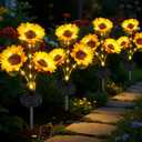 Upgraded Solar Sunflower Lights, 4-Pack Solar Garden Lights with Bigger Round Panel, 40-Hour Runtime for Indoor & Outdoor Decor, Waterproof for Patio Yard Garden