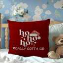 Red Christmas Santa Pillow Covers 18x18 Inches, Hohoho Winter Christmas Decorative Pillowcase Cases, Winter Retro Xmas Holiday Throw Pillow Covers for Couch Sofa Bed Home Room Decor