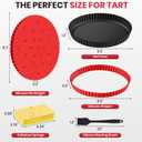 Tart Pan Kit,9 Inch Tart Pans with Removable Bottom,Non-stick Fluted Quiche Pan with Silicone Crust Shaper,Pie Weights,Brush,Sponges,Quiche Baking Dish Tart Molds For Baking Fruit Tarts,Pies & Quiches