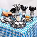 4 x 3pcs Oktoberfest Blue White German Tablecloths, Bavarian Vinyl Rectangle Plastic Checkered Tablecover 54 x 108in, Beers Festival Party Accessories for Oktoberfest Decorations Camping Picnic