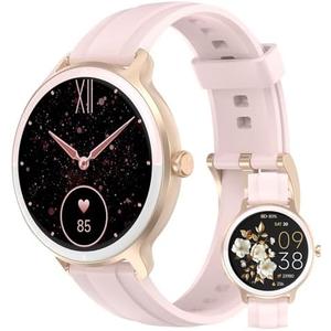 PROTKPETS Smart Watches for Women Men 1.27" HD Fitness Tracker with Heart Rate/Sleep/Step/SpO2 Monitor, IP68 Waterproof Watch for Android iOS (Pink)