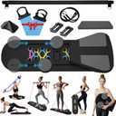 Pilates Reformer Board Set for Home Workout, Multifunctional Portable Foldable Pilates Board for Small Spaces, Extra Complimentary Tension Straps, Full Body Workout for Women/Men (Black)