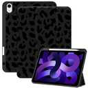 Deokke Compatible with iPad Air 11 Inch Case M3/M2(2025/2024),Compatible with iPad Air 5th/4th (2022/2020) Generation 10.9 Inch Case Pencil Holder TPU Back Cute Women Girls-Black Leopard Cheetah