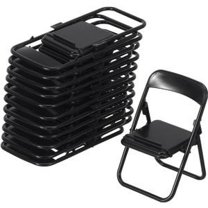 Gadpiparty 12pcs Mini Chairs for Crafts, Mini Folding Chair, Action Figure Accessories Phone Holder Stand Doll Dollhouse Decoration Miniature Furniture Black