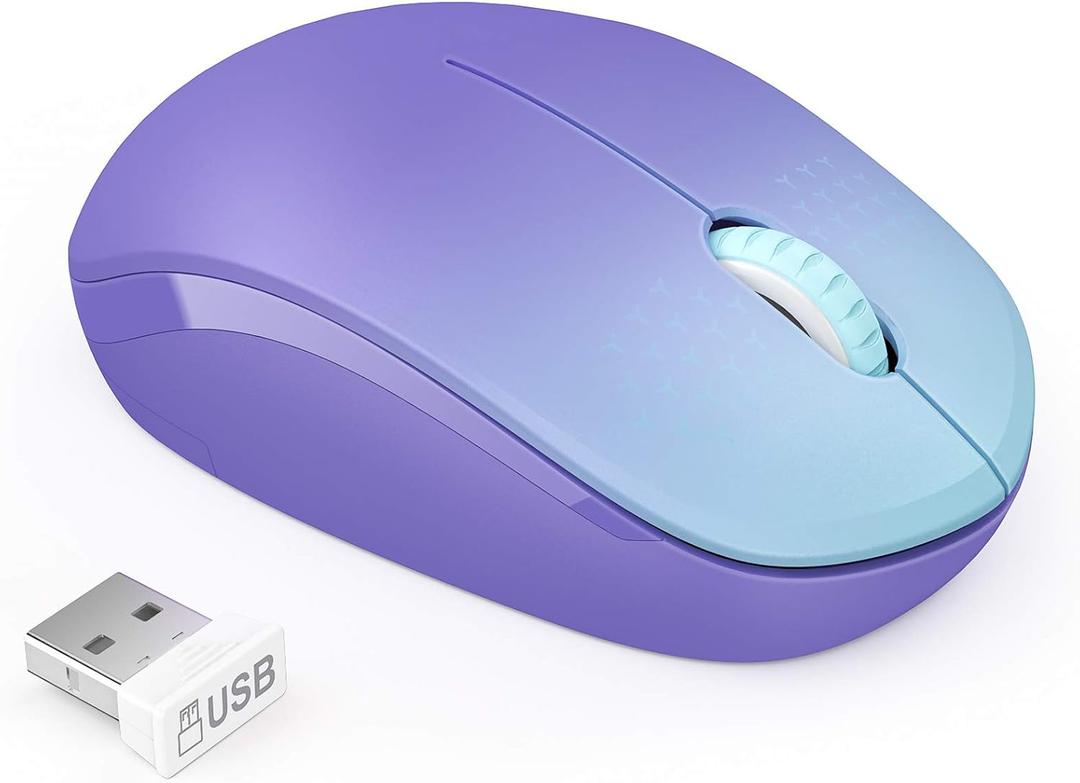 Seenda Wireless Mouse, 2.4G Noiseless Mouse with USB Receiver Portable Computer Mice for PC, Tablet, Laptop, Notebook Chromebook - Gradient Purple