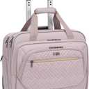 Coolife Rolling Laptop Briefcase 17.3 Inch Laptop Case Roller Computer Bag with Wheels Mobile Office Computer Brief, Pink 