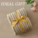 BEDELITE Twin Blanket for Couch & Bed, 300GSM Soft & Warm Fleece Blanket, Decorative and Giftable Striped Linen Blankets for Women, Men, 60"x80"