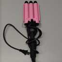 Alure Three Barrel Curling Iron Wand Hair Waver with LCD Temperature Display - 1 Inch Ceramic Tourmaline Triple Barrels, Dual Voltage Crimp (Pink)
