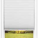 Redi Shade No Tools Easy Lift Trim-at-Home Cordless Pleated Light Filtering Fabric Shade White, 36" W x 64" L, (Fits windows 19"- 36")