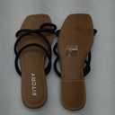 FITORY Women's Slide Sandals Flat Toe Ring Thongs with Cross Strap for Summer Size 7