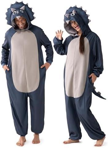 Spooktacular Creations Halloween Dalmatian Dragon Triceratop Unisex Costume, Adult Animal Costume Halloween Costume Party. Size M.