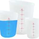 3 PCS Silicone Flexible Measuring Cups,Melting Cups for Epoxy Resin,Butter,Chocolate and More,2 Cup&1 Cup&1/2 Cup,Squeeze and Pour Silicone Measuring Cup with Marking Ounce/ML