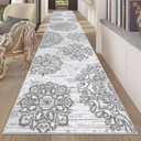 HEBE Hallway Runner Rug 2'8''x14' Washable Vintage Distressed Area Rugs Non Slip Laundry Rug Runner Boho Floor Carpet Runners for Hallways Entryway Laundry Room Kitchen Bathroom (Grey)