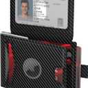 Wallet for Men with Stealth Pocket for AirTag, 3 in 1 Design, Removable ID Window, RFID Blocking, 15 Card Capacity, Slim Carbon Fiber, Bill Divider, Wallet with Gift Box, Hidden Storage for AirTag