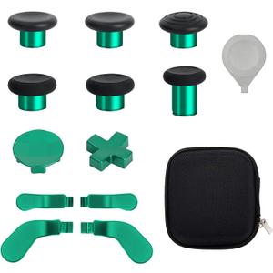 13 in 1 Metal Thumbsticks for Xbox One Elite Series 2 Controller, Elite Series 2 Core Controller Accessories Replacement Parts, Metal Mod 6 Swap Joysticks, 4 Paddles, 2 D-Pads, 1 Tool(Green)