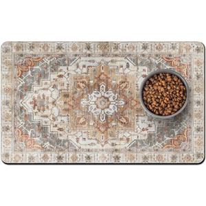 Pet Food Mats for Floor, Absorbent Dog Mat for Food and Water Dispenser Mat, Dog Food Mat Quick Dry Cat Food Mat Pet Supplies (S(12"20"), 01 Brown)